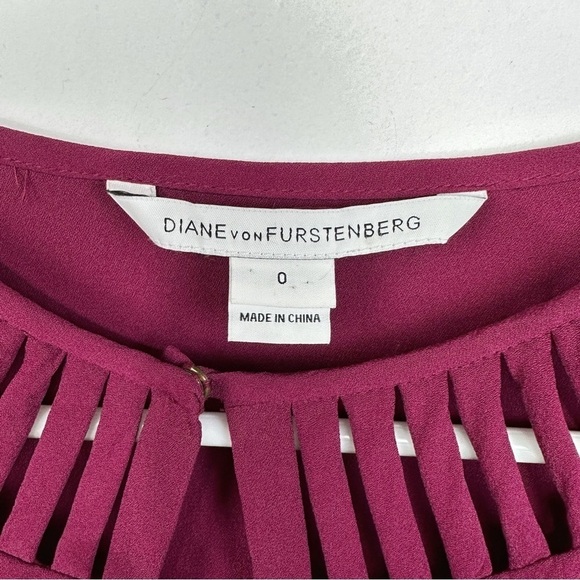 Diane von Furstenberg Damian Silk Sheath Neck Long Sleeve Detail Dress Pink Sz 0 - Picture 2 of 11